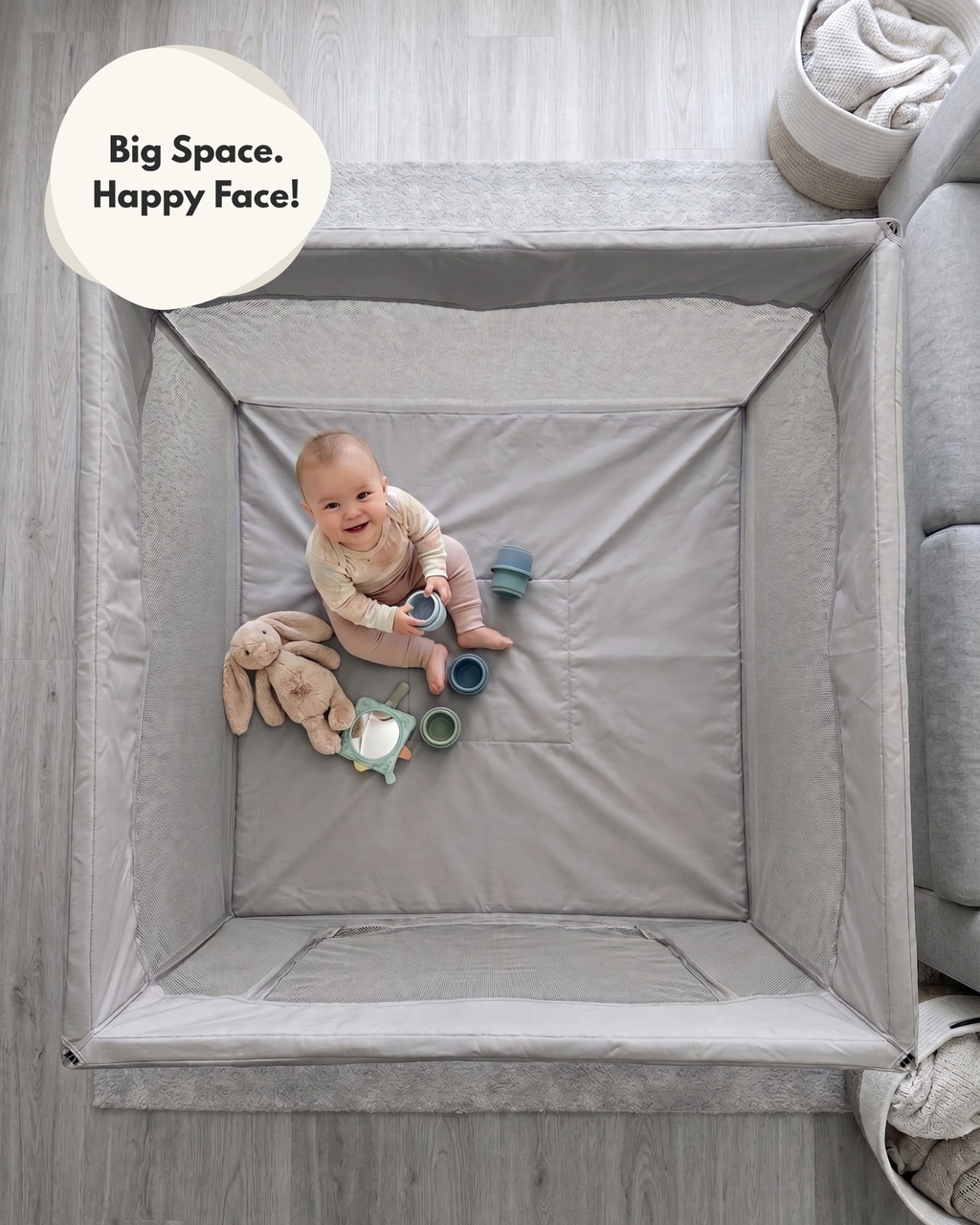 All Stars JOY Square Baby Playpen - Grey - Playpen