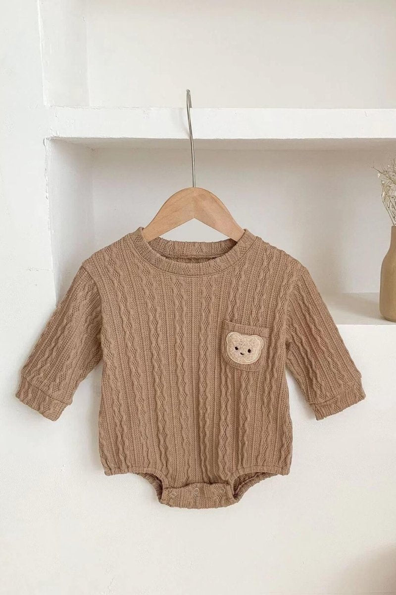 Autumn Bear Bodysuit Green White or Brown - Brown / 0-6 M - Bodysuits