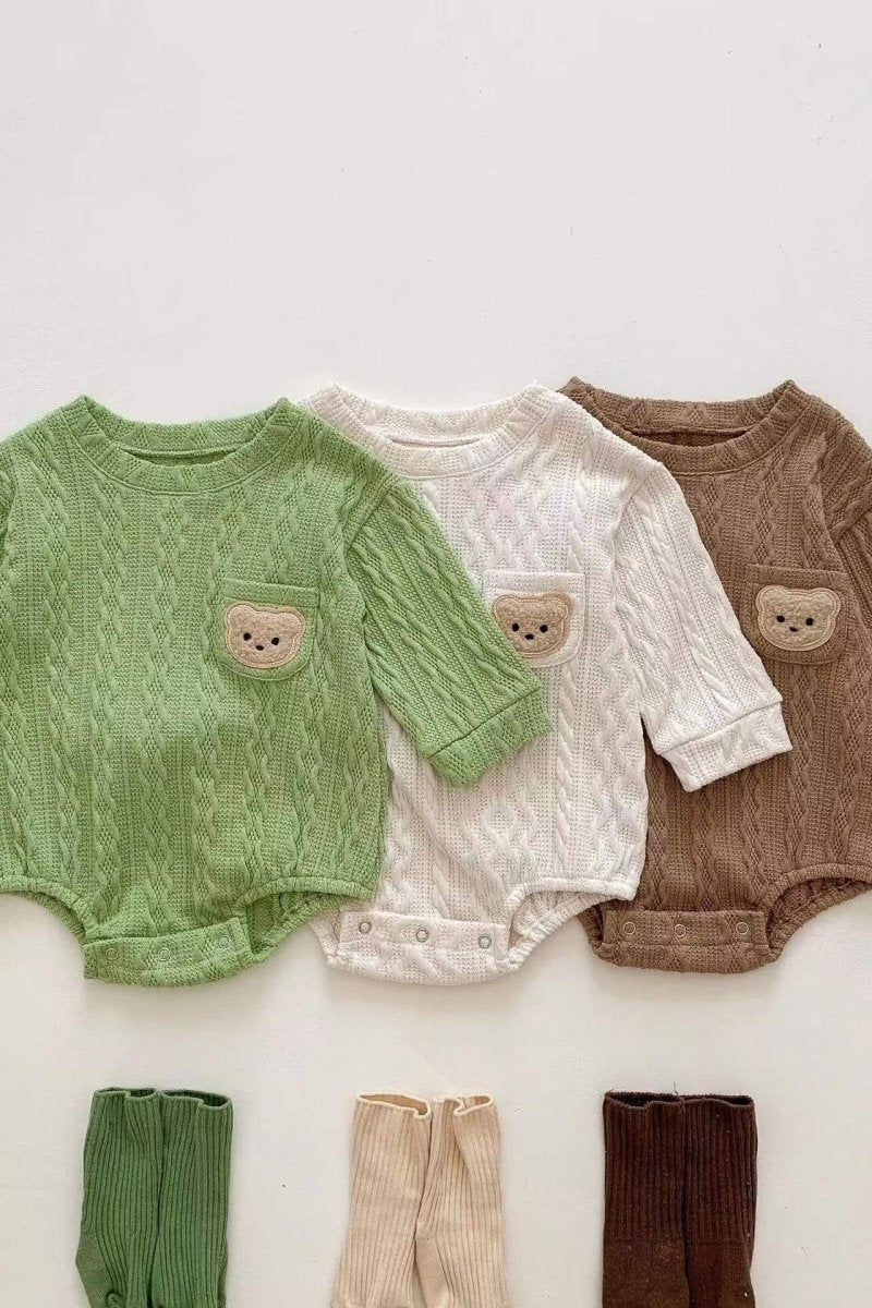 Autumn Bear Bodysuit Green White or Brown - Bodysuits