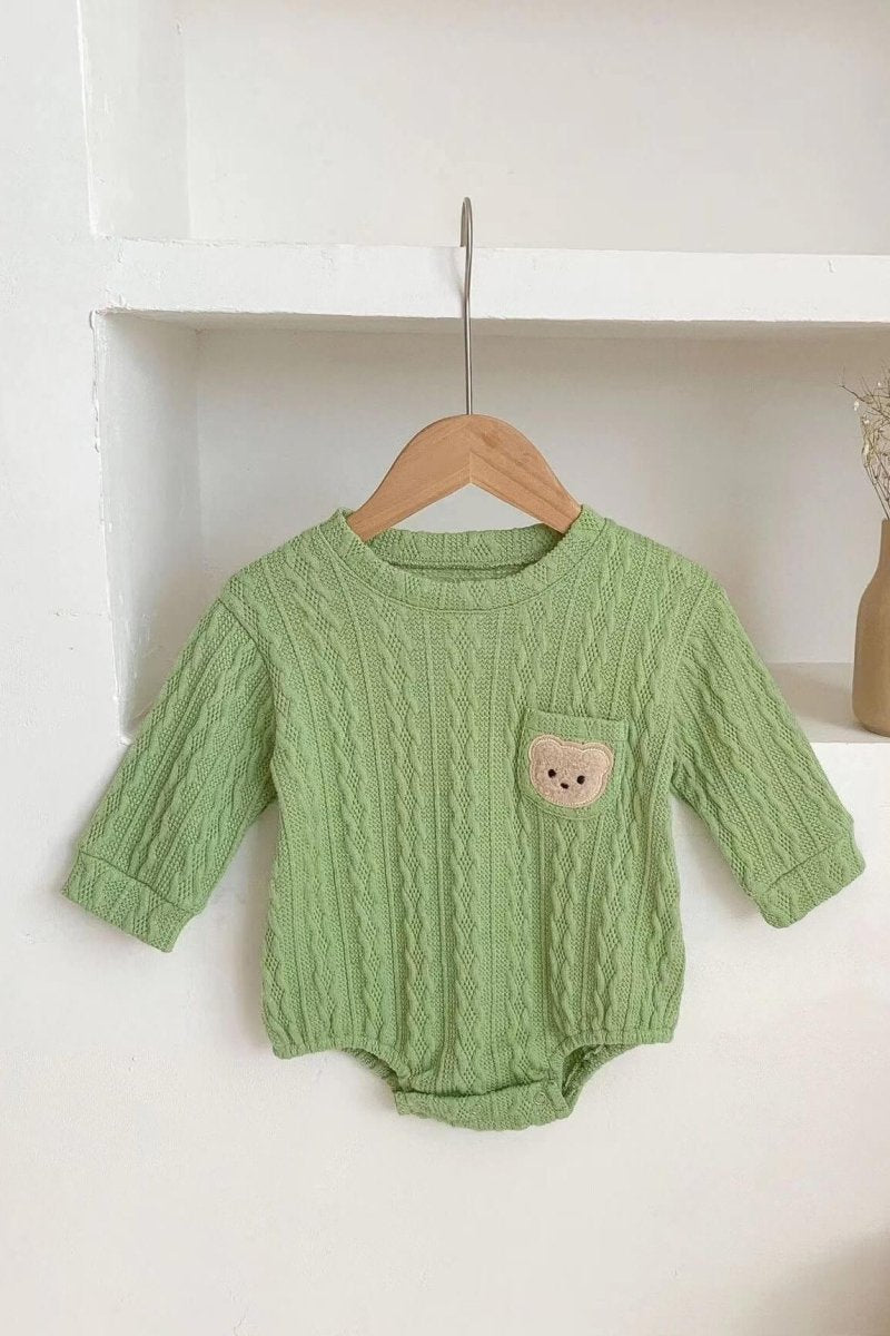 Autumn Bear Bodysuit Green White or Brown - Winter Green / 0-6 M - Bodysuits