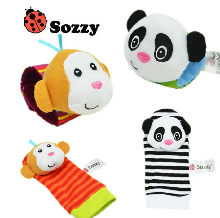 0-12 Months Soft Animal Rattle Infant Newborn Plush Sock Baby Toy Wrist Strap Baby Foot Socks