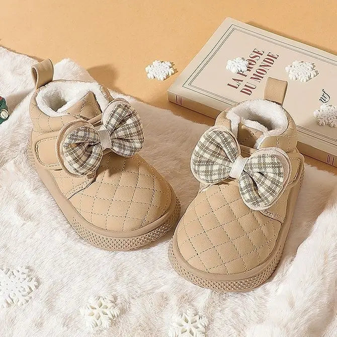 Baby Girl Snow Boots Velvet Thermal Booties Girls’ Cotton Shoes