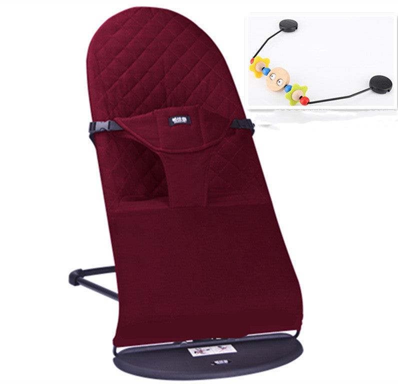 Newborn Balance Rocking Chair Mother And Baby Supplies - Dark wine redcotton with rack