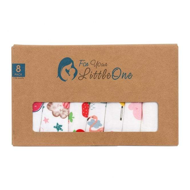Baby Bandana Dribble Bibs Cotton Pack Of 8 - Girls-Clearance
