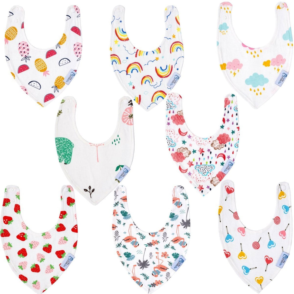 Baby Bandana Dribble Bibs Cotton Pack Of 8 - Girls-Clearance-0
