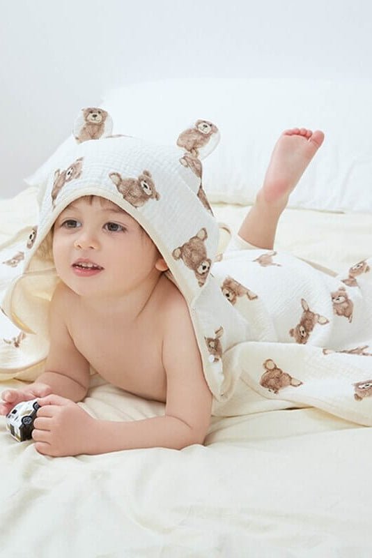 Baby Bear Hooded Bath Towel Receiving Blanket - Bath Towels