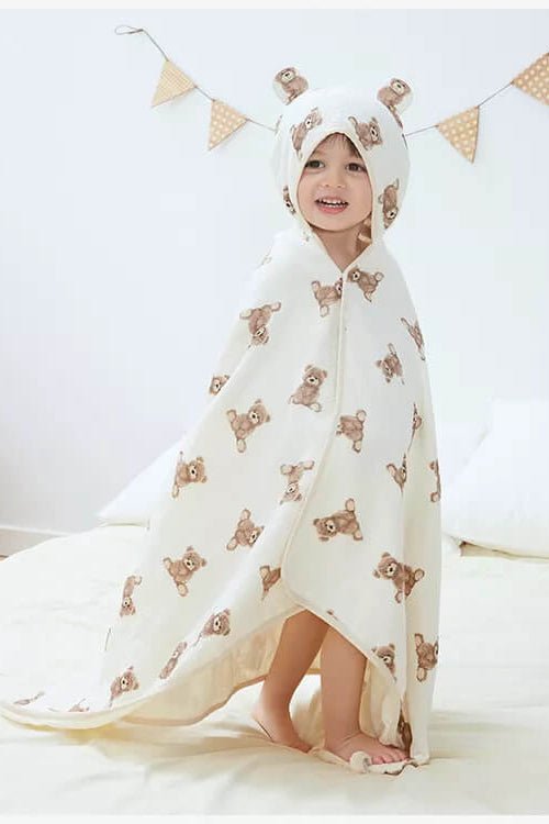 Baby Bear Hooded Bath Towel Receiving Blanket - Bath Towels