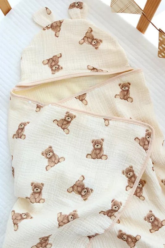 Baby Bear Hooded Bath Towel Receiving Blanket - Bath Towels