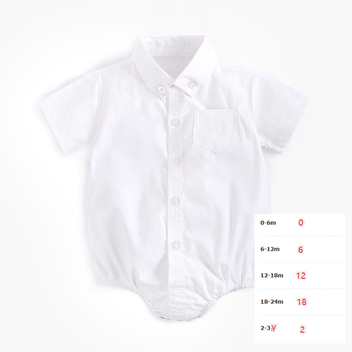 Baby Clothes Boys Baby Shirt Newborn Cotton Short Sleeves - White