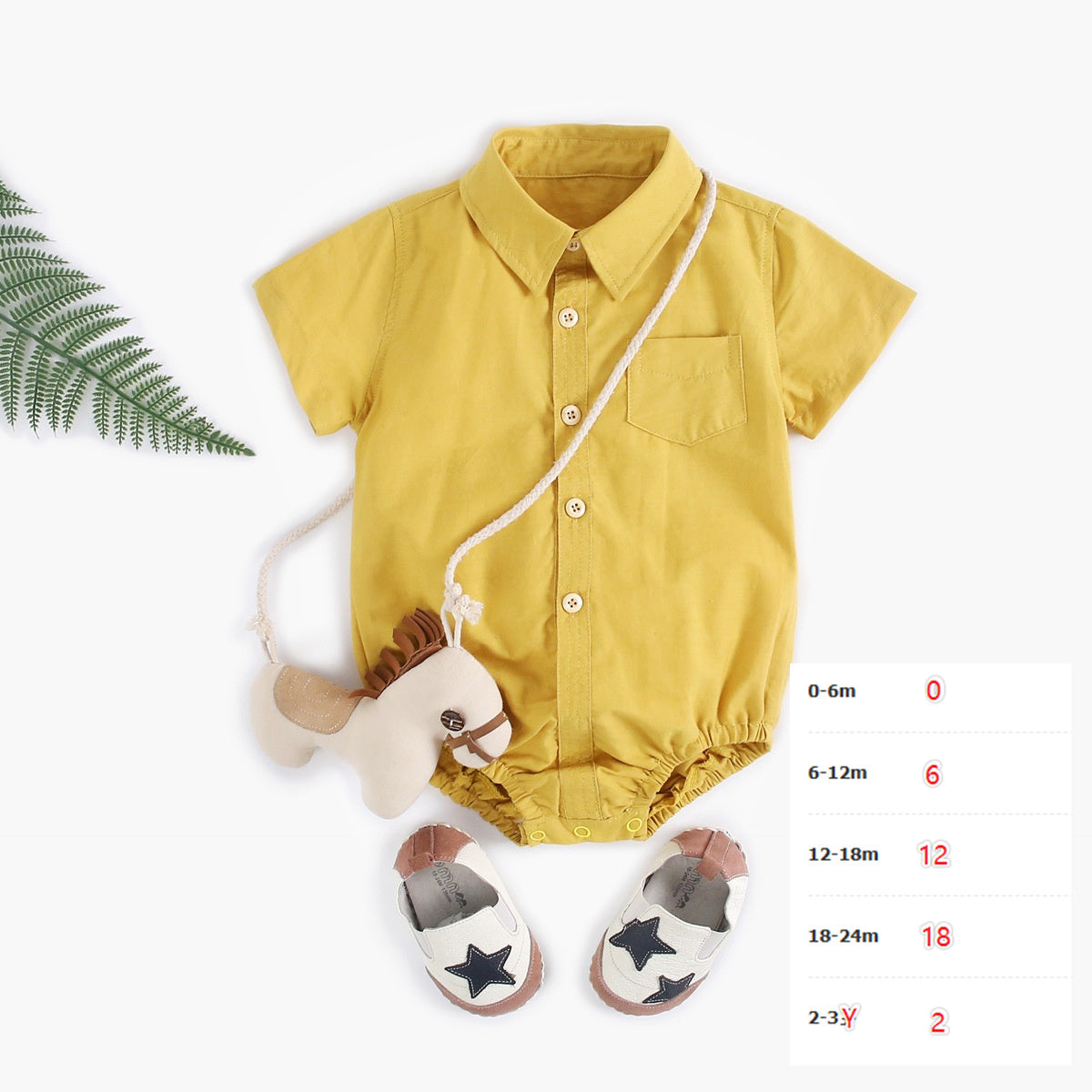 Baby Clothes Boys Baby Shirt Newborn Cotton Short Sleeves - Yellow