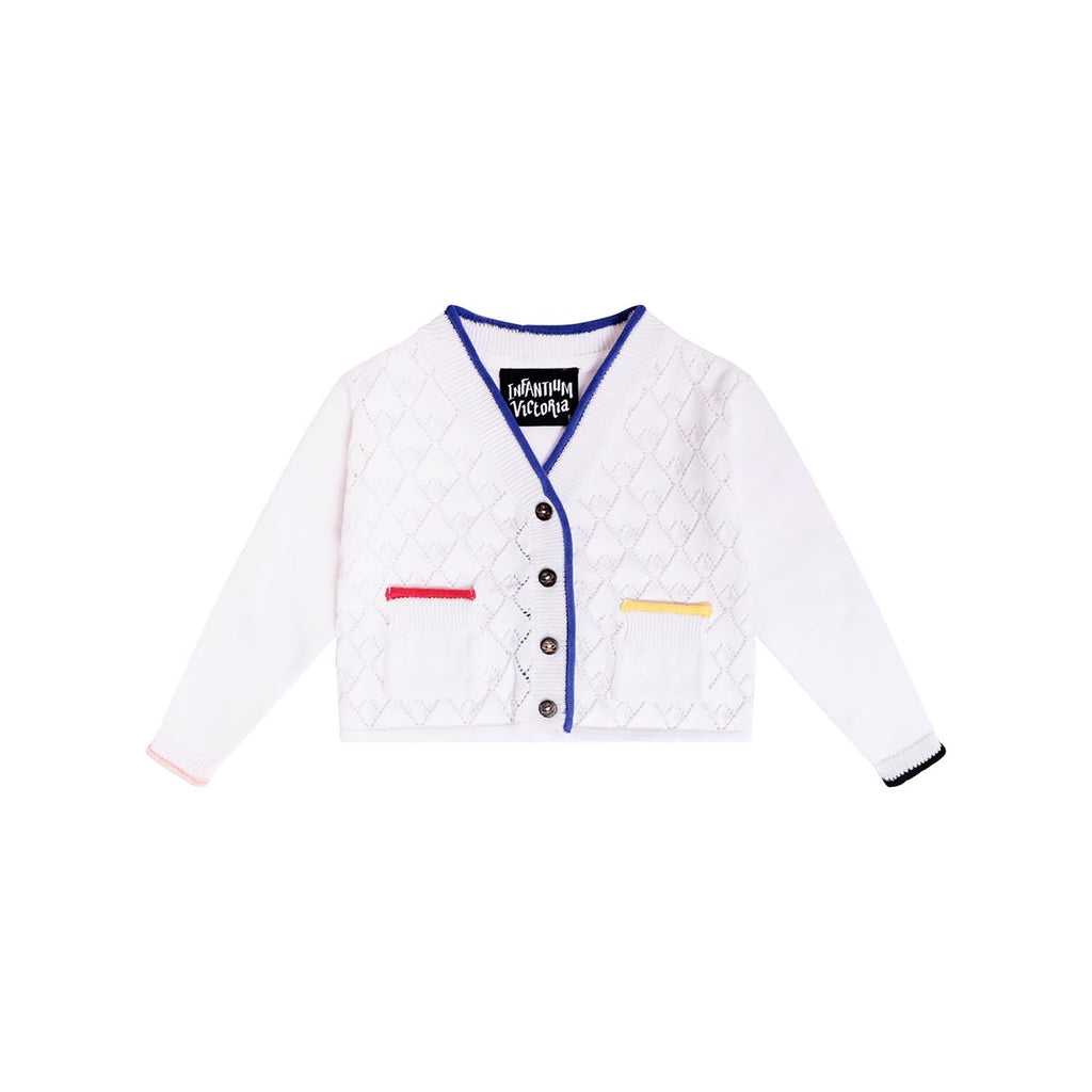 Baby Cardigan in White - 68 / 6 mths - Cardigan