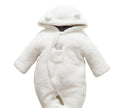 Baby clothes lamb winter cotton padded clothes baby newborn baby skin thickening climb Siamese clothes cotton - White