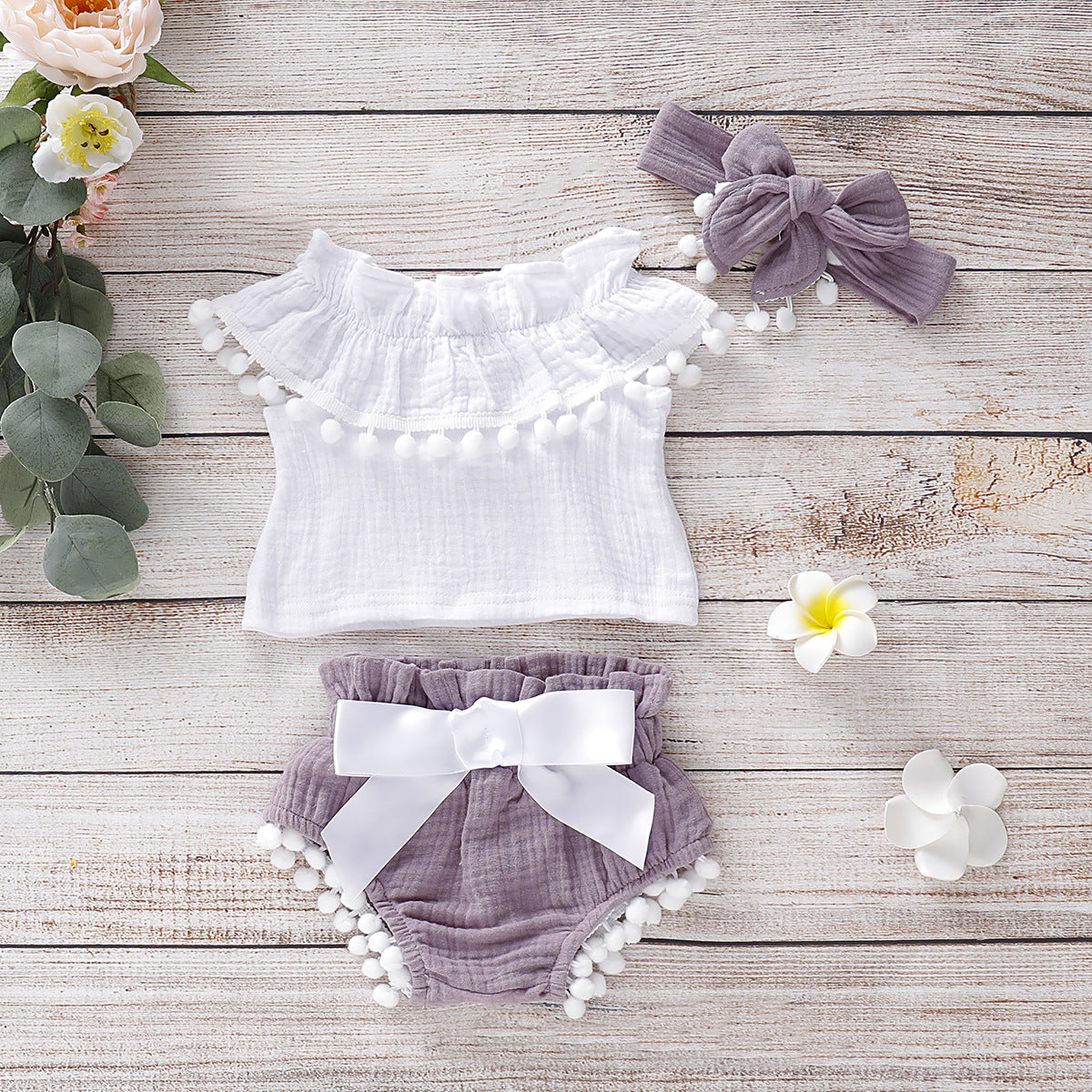 Baby Clothes & Matching Pants Set - Purple / 70cm - Baby Clothing