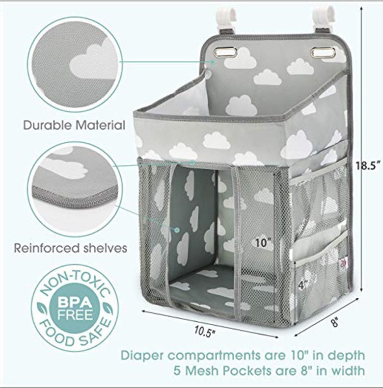 Portable Baby Crib Organizer Bed Hanging Bag - Gray