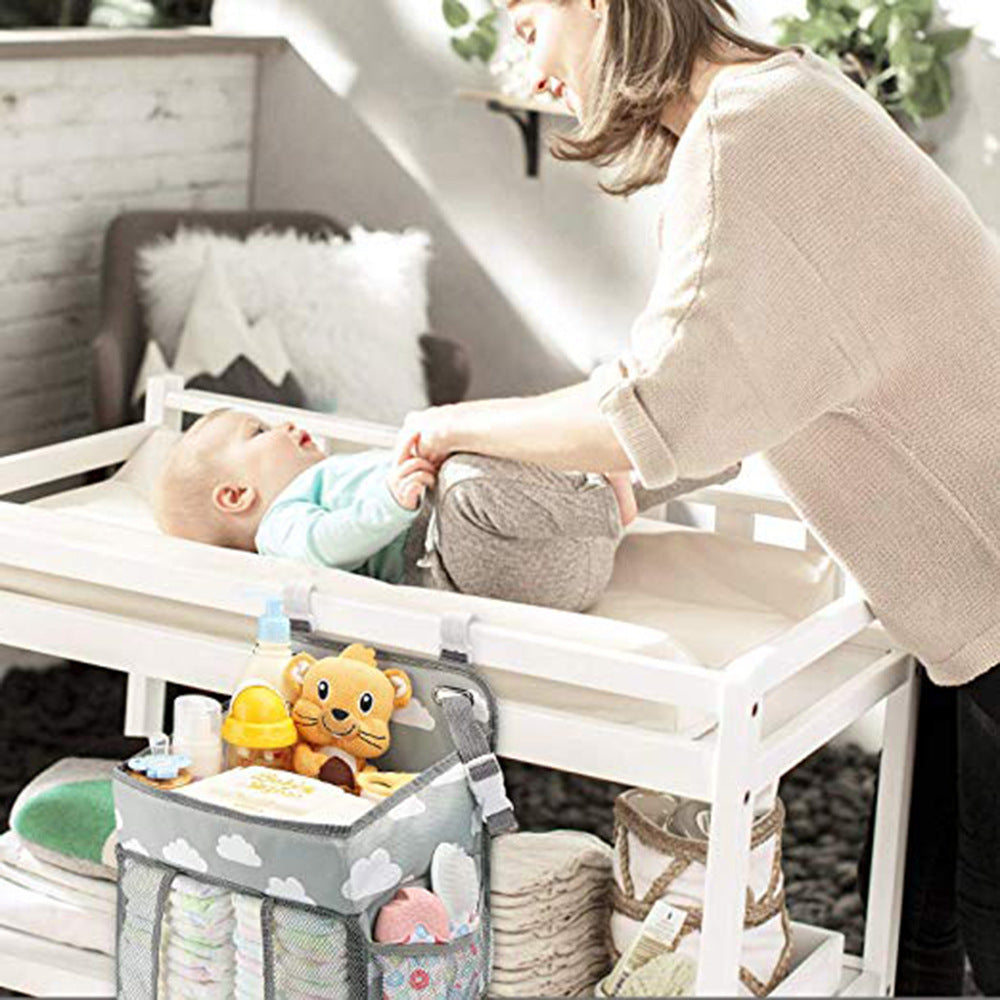 Portable Baby Crib Organizer Bed Hanging Bag - Gray
