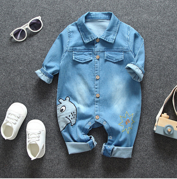 Baby denim jumpsuit - Little monster / 90cm