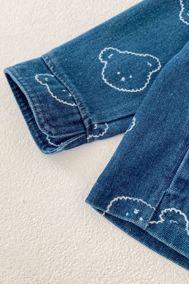 Baby Embroidered Bear Denim Two-Piece Set - Outfit Sets