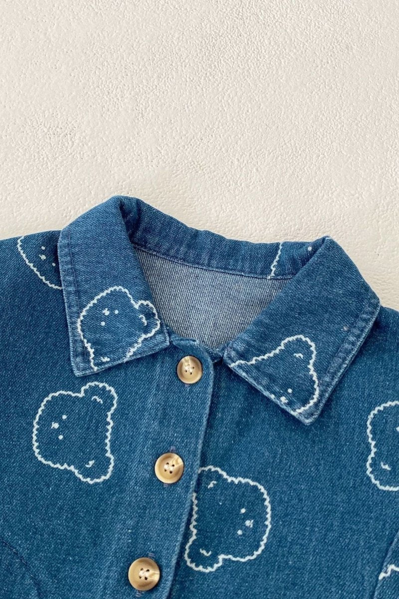 Baby Embroidered Bear Denim Two-Piece Set - Outfit Sets