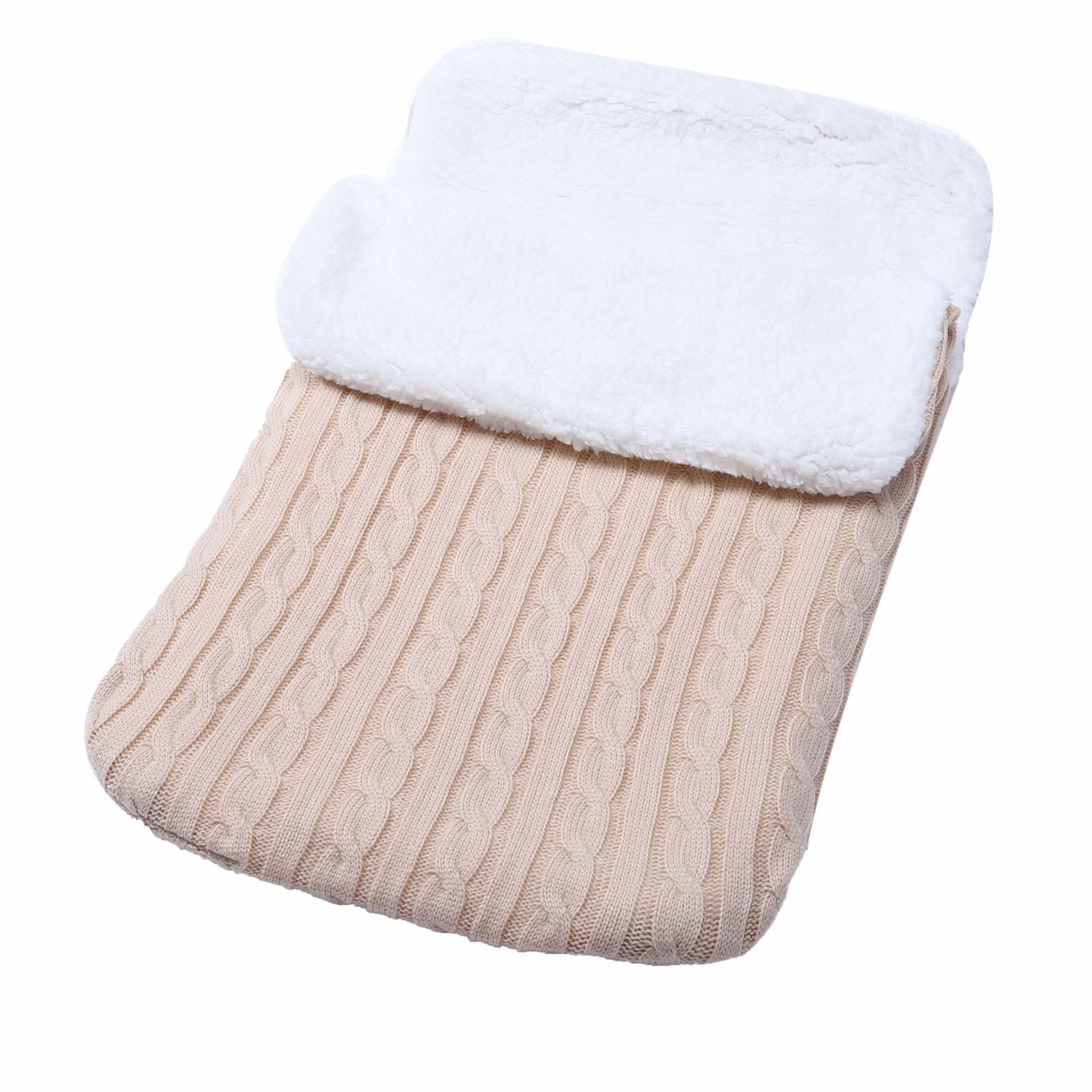 Baby Fleece-lined Sleeping Thickened Knitting Warm Sleeping Wool Stroller Sleeping Bag - Beige 1 / 68X38