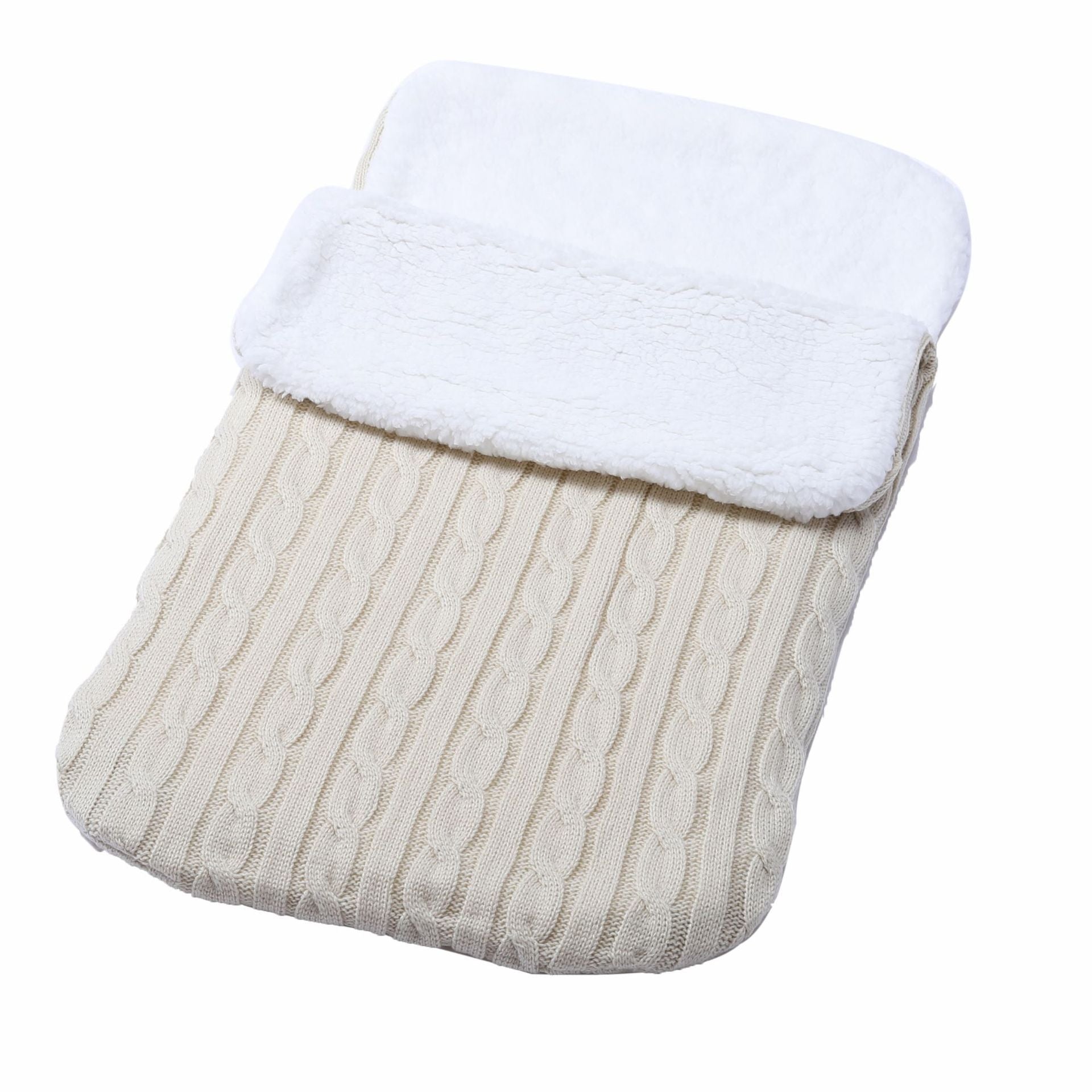 Baby Fleece-lined Sleeping Thickened Knitting Warm Sleeping Wool Stroller Sleeping Bag - Creamy White 1 / 68X38