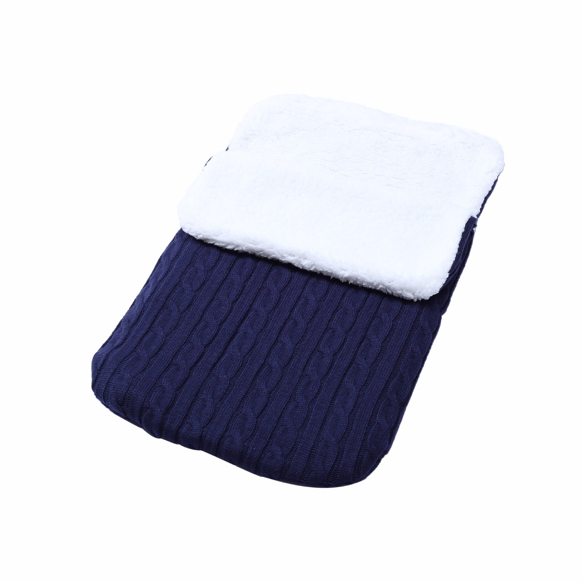 Baby Fleece-lined Sleeping Thickened Knitting Warm Sleeping Wool Stroller Sleeping Bag - Dark Blue / 68X38