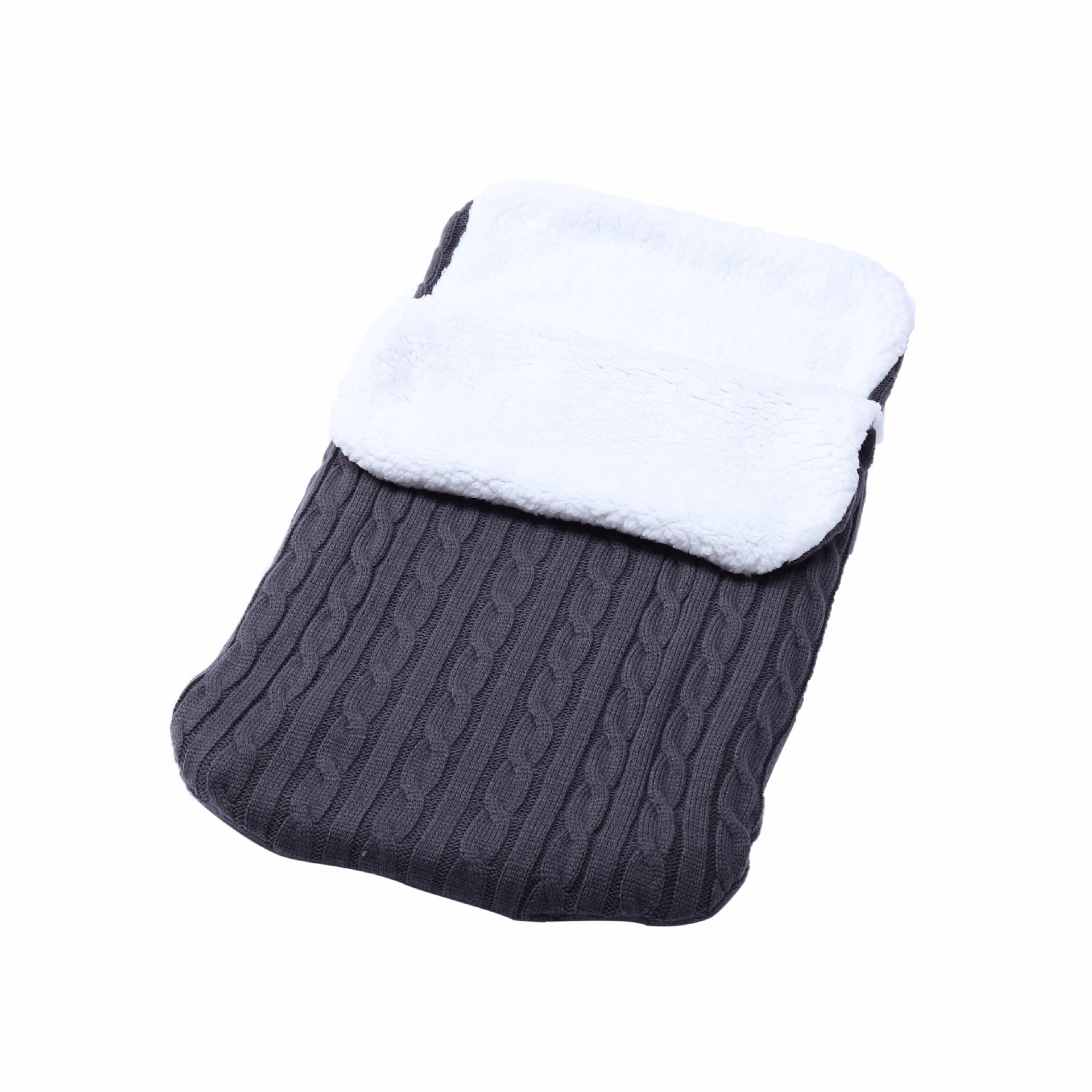 Baby Fleece-lined Sleeping Thickened Knitting Warm Sleeping Wool Stroller Sleeping Bag - Dark Gray / 68X38