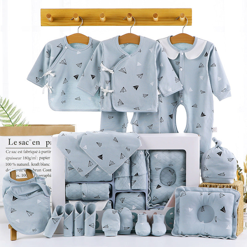 Baby Gift Box Set Cotton Newborn Clothes - Blue / 18piece set / One size