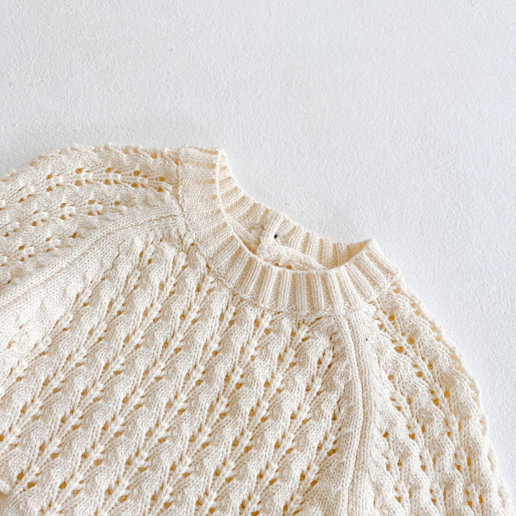 Baby Girl Knitted Dress – Long Sleeve Hollow Waist Party Dress - Baby Clothing