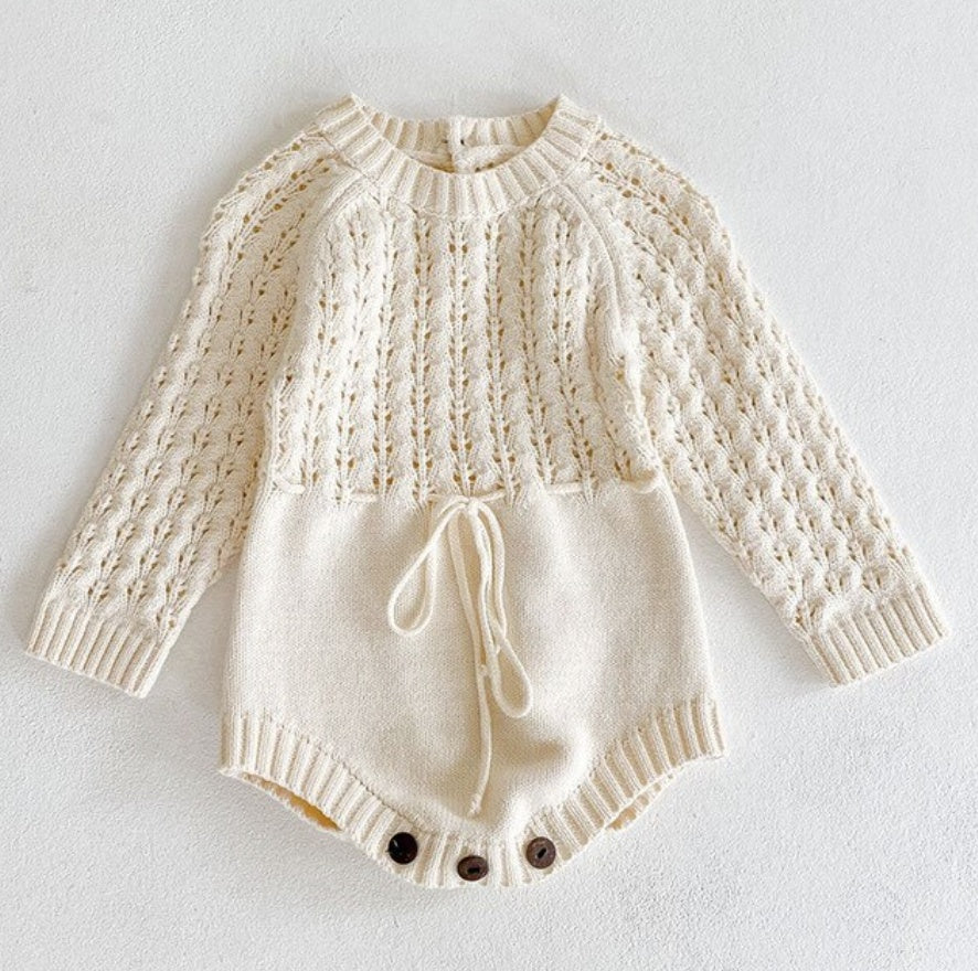 Baby Girl Knitted Dress – Long Sleeve Hollow Waist Party Dress - Baby Clothing