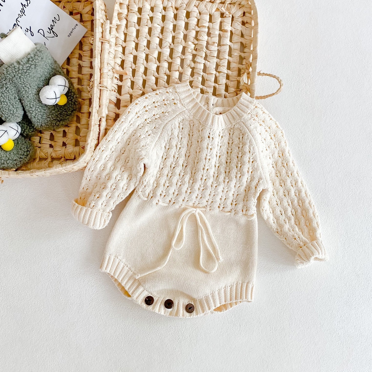 Baby Girl Knitted Dress – Long Sleeve Hollow Waist Party Dress - Baby Clothing