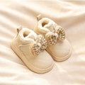 Baby Girl Snow Boots Velvet Thermal Booties Girls’ Cotton Shoes - Beige / 22