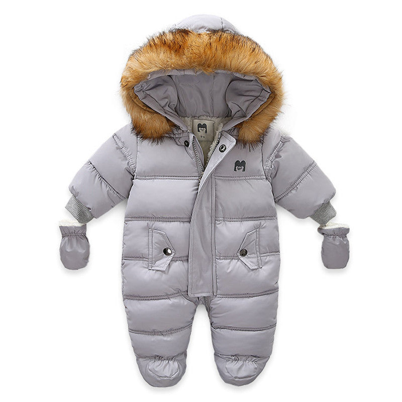 Baby Kids Jumpsuit Jacket with Gloves - Grey / 80cm