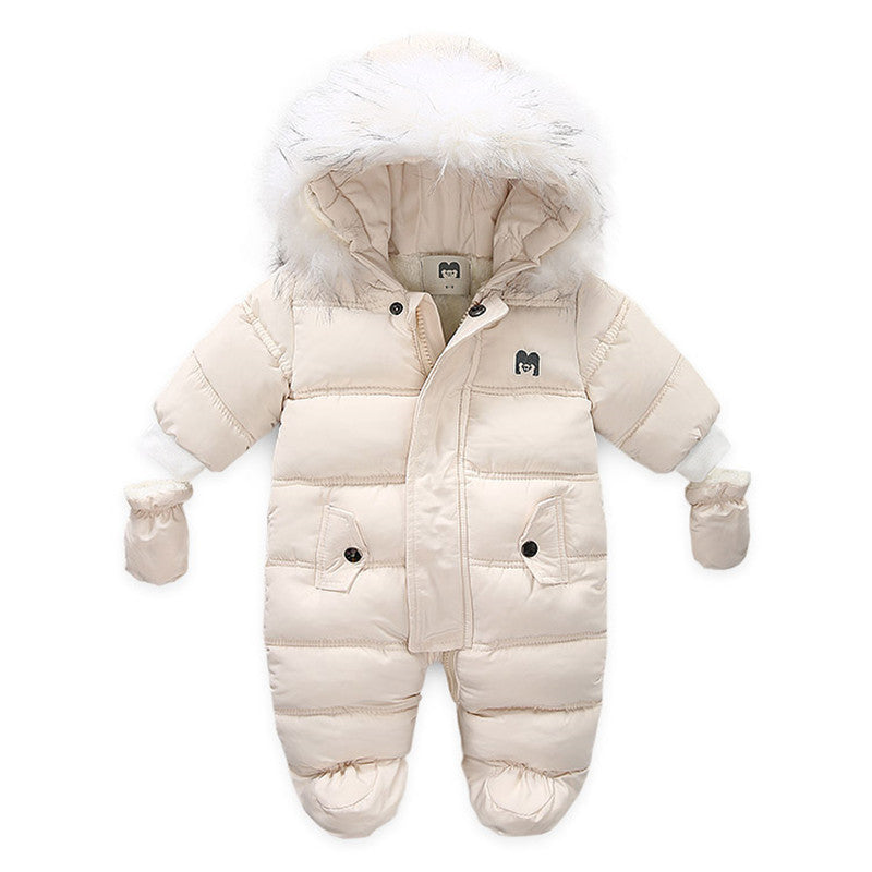 Baby Kids Jumpsuit Jacket with Gloves - Beige / 73CM