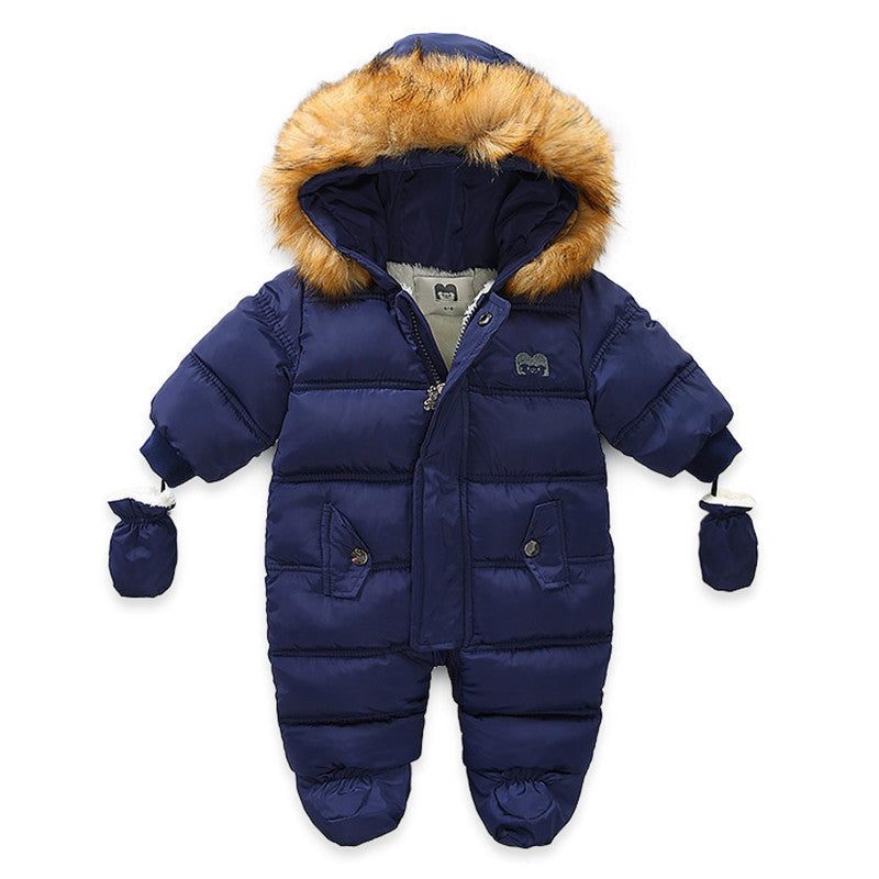 Baby Kids Jumpsuit Jacket with Gloves - Navy blue / 80cm