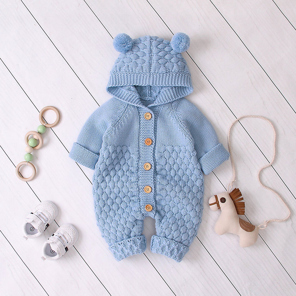 Baby knitted jumpsuit - Blue / 73cm