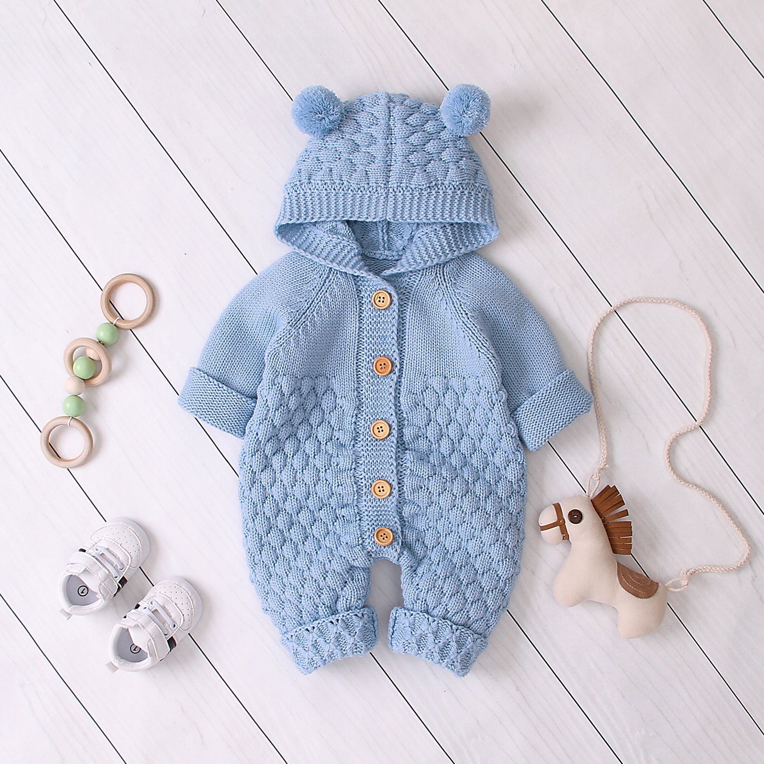 Baby knitted jumpsuit - Blue / 73cm