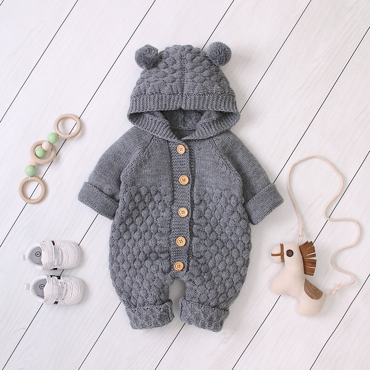 Baby knitted jumpsuit - Gray / 66cm