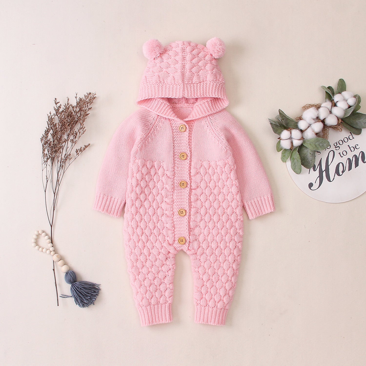 Baby knitted jumpsuit - Pink / 73cm
