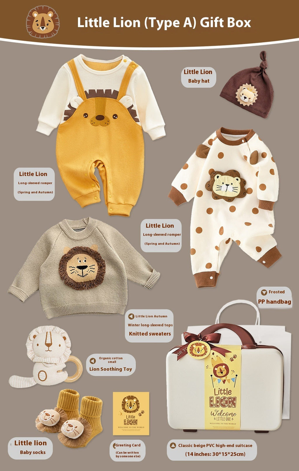 Baby Gift Box Set Little Lion Knitted Sweater - Type A / 66 Yards