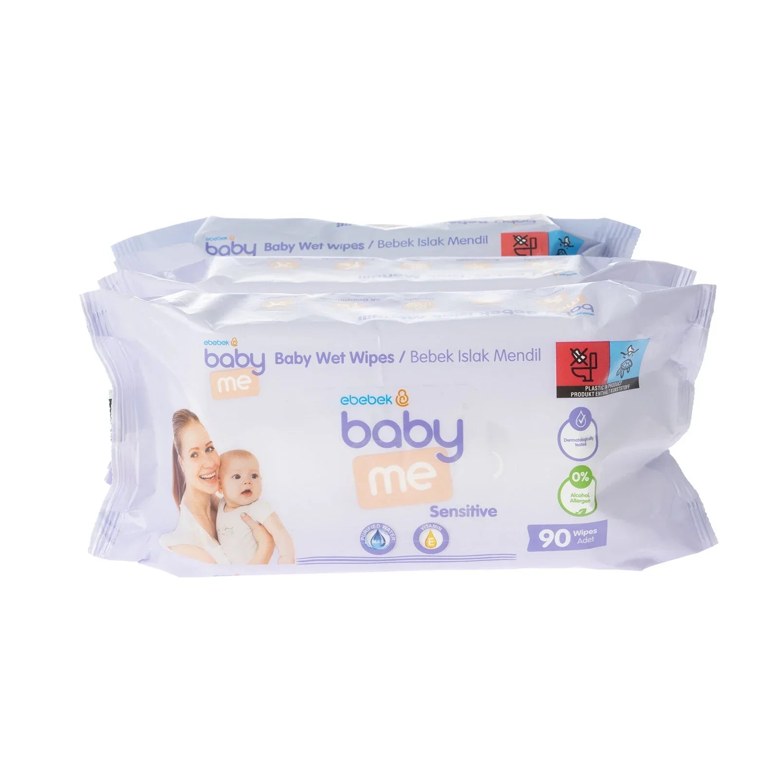 baby me Sensitive Wipes 3x90 pcs - Baby Wipes