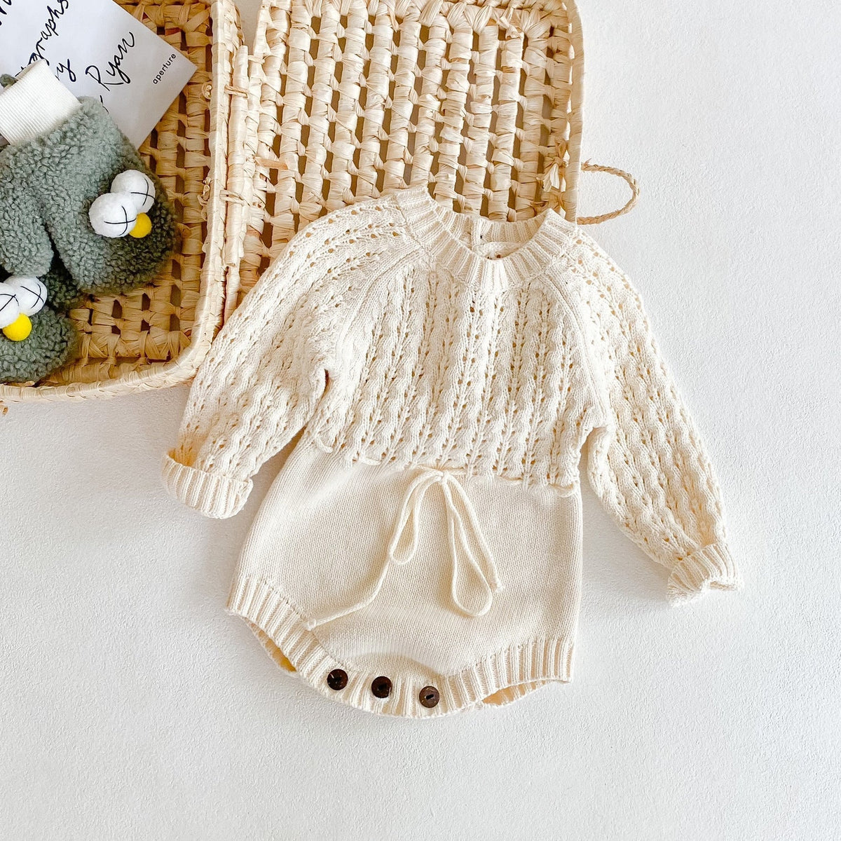 Baby Girl Knitted Dress – Long Sleeve Hollow Waist Party Dress - Baby Clothing