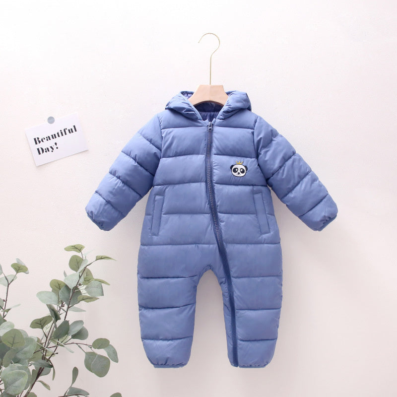 Baby One-piece Cotton-padded Clothes - Denim Blue / 73cm