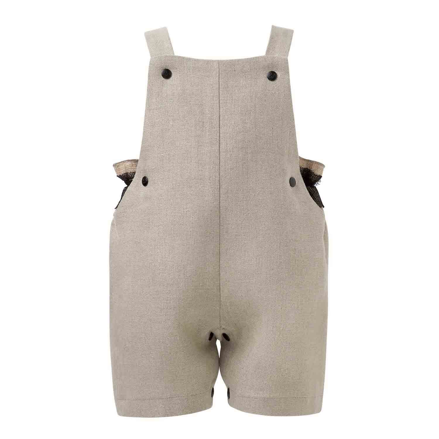 Baby Playsuit in Linen - 68 / 6 mths - Overall