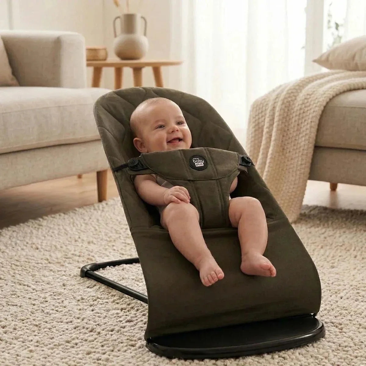 baby plus Cool Baby Bouncer - Grey - Grey - Swings & Accessories