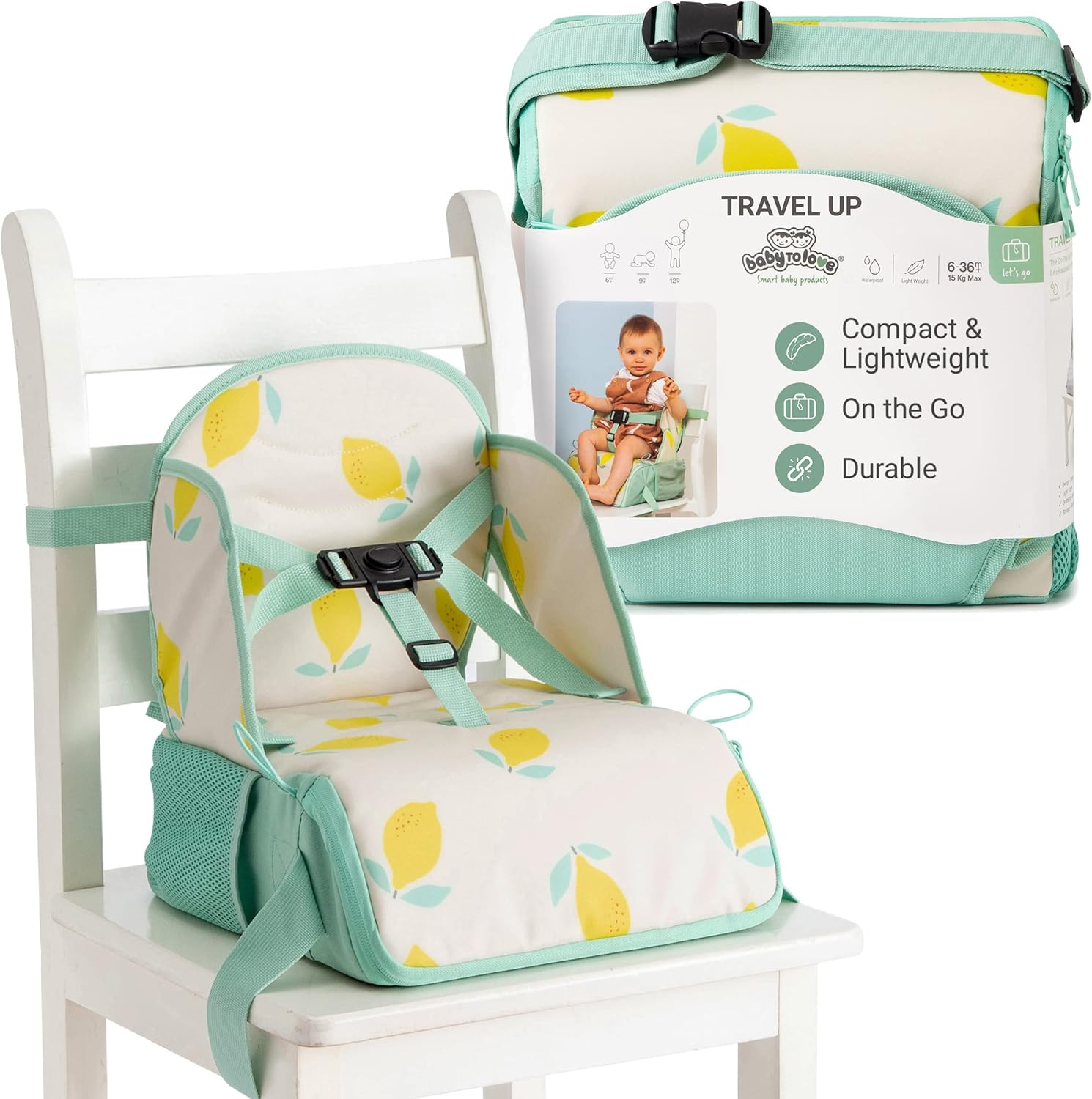 Baby to Love Travel Up Backpack Chair & Booster Seat - Happy Lemon - Booster Seat