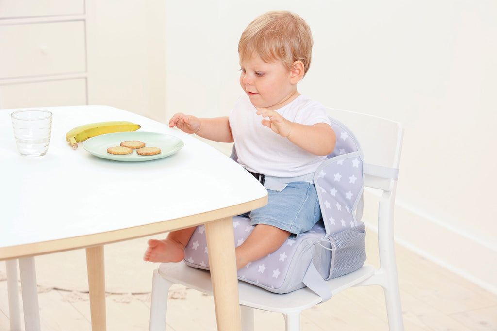Baby to Love Travel Up Backpack Chair & Booster Seat - White Stars - Booster Seat