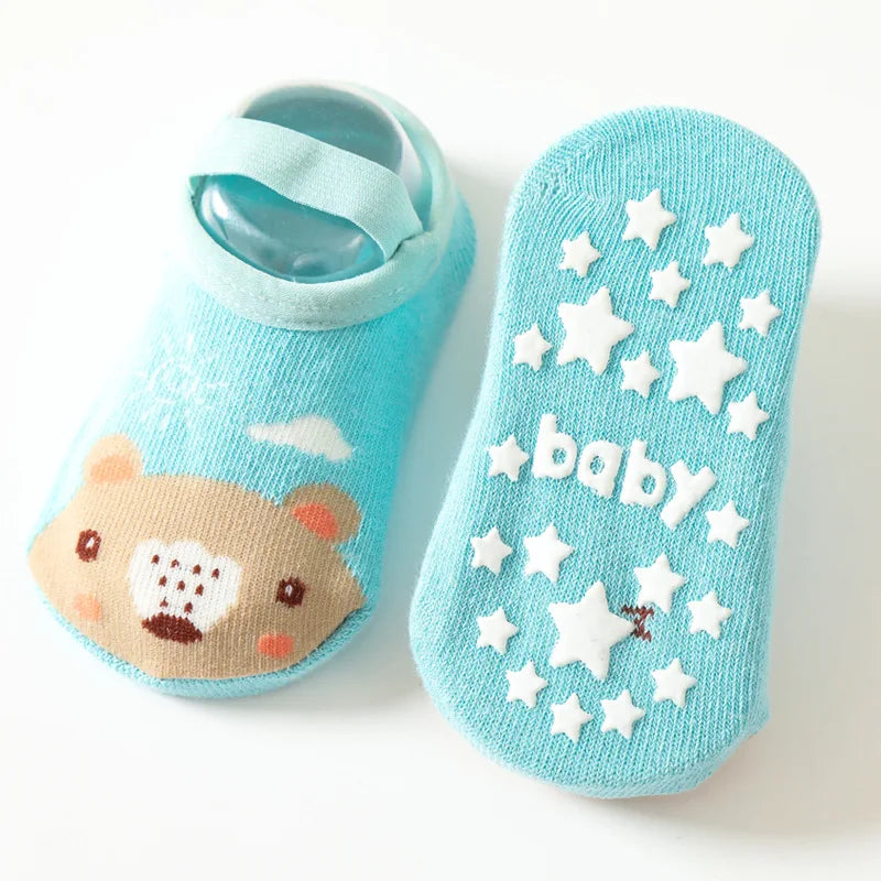 Spring Anti Slip Baby Socks Toddler Kids Floor Socks with Rubber Soles Autumn Newborn Baby Boy Girl Cartoon Cute Ball