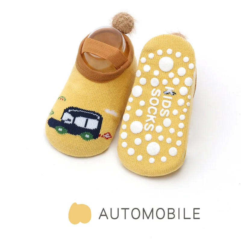 Spring Anti Slip Baby Socks Toddler Kids Floor Socks with Rubber Soles Autumn Newborn Baby Boy Girl Cartoon Cute Ball