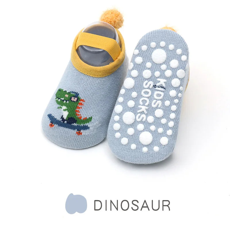Spring Anti Slip Baby Socks Toddler Kids Floor Socks with Rubber Soles Autumn Newborn Baby Boy Girl Cartoon Cute Ball