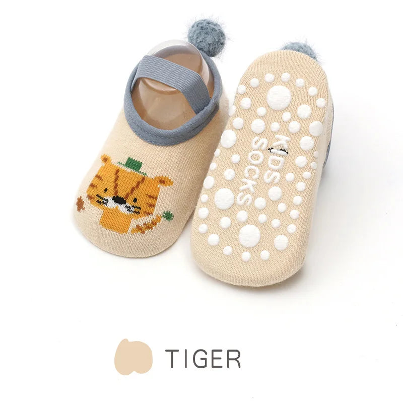 Spring Anti Slip Baby Socks Toddler Kids Floor Socks with Rubber Soles Autumn Newborn Baby Boy Girl Cartoon Cute Ball
